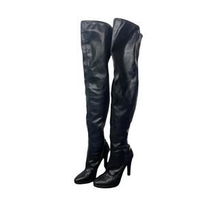 Vtg Roberto Cavalli Y2K Women's 37 Leather Thigh High Stiletto Heels Boots VGUC